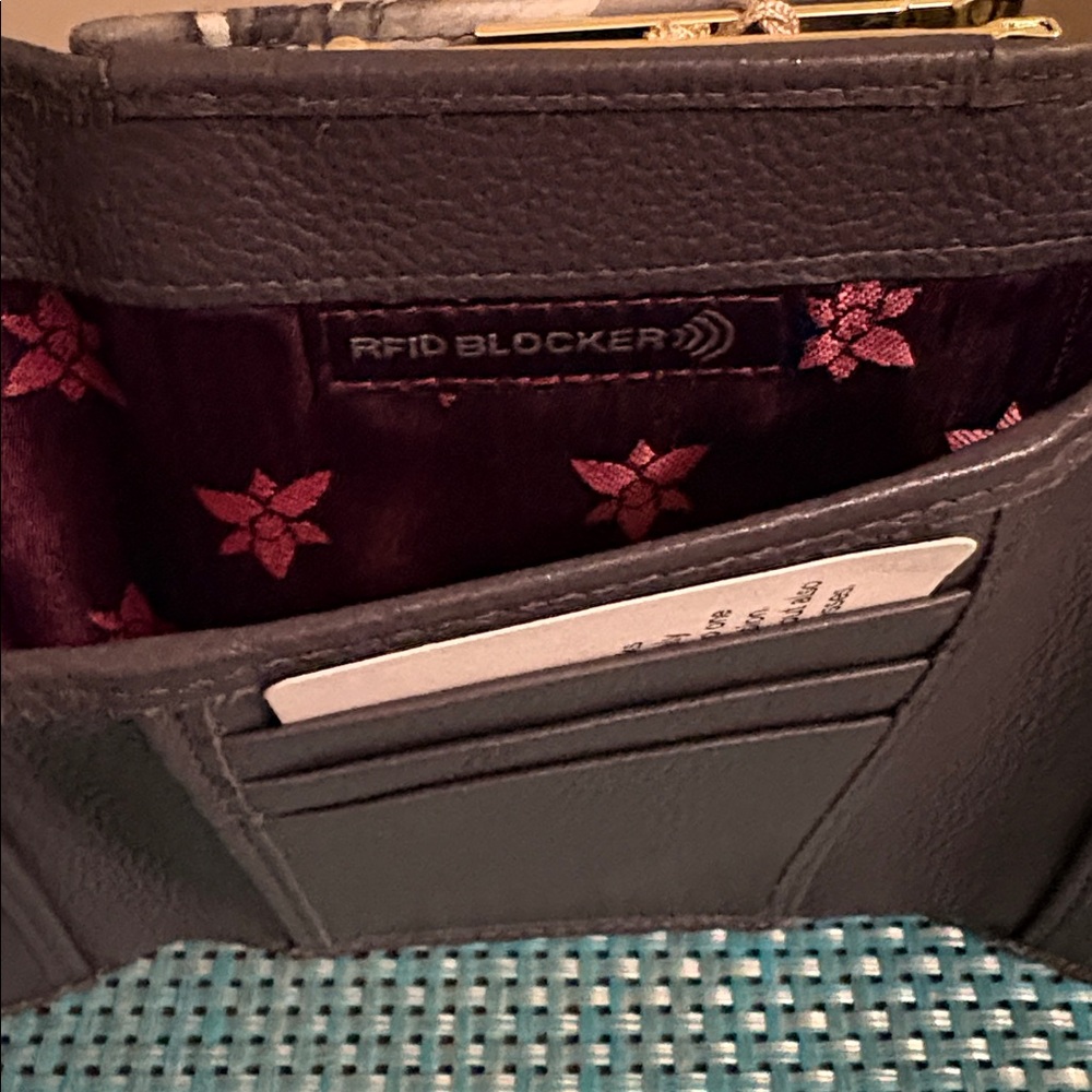Anuschka Genuine Leather Hand-Painted Tri Fold Wallet - Picture 9 of 13